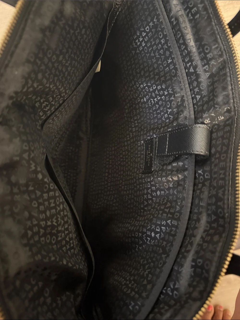 kate spade Black Crossbody Nylon Laptop Bag with Gold Hardware